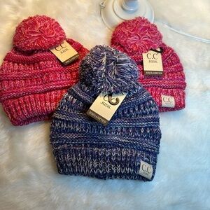 NWT C.C bundle of 2 Beanie Pom  kids pink